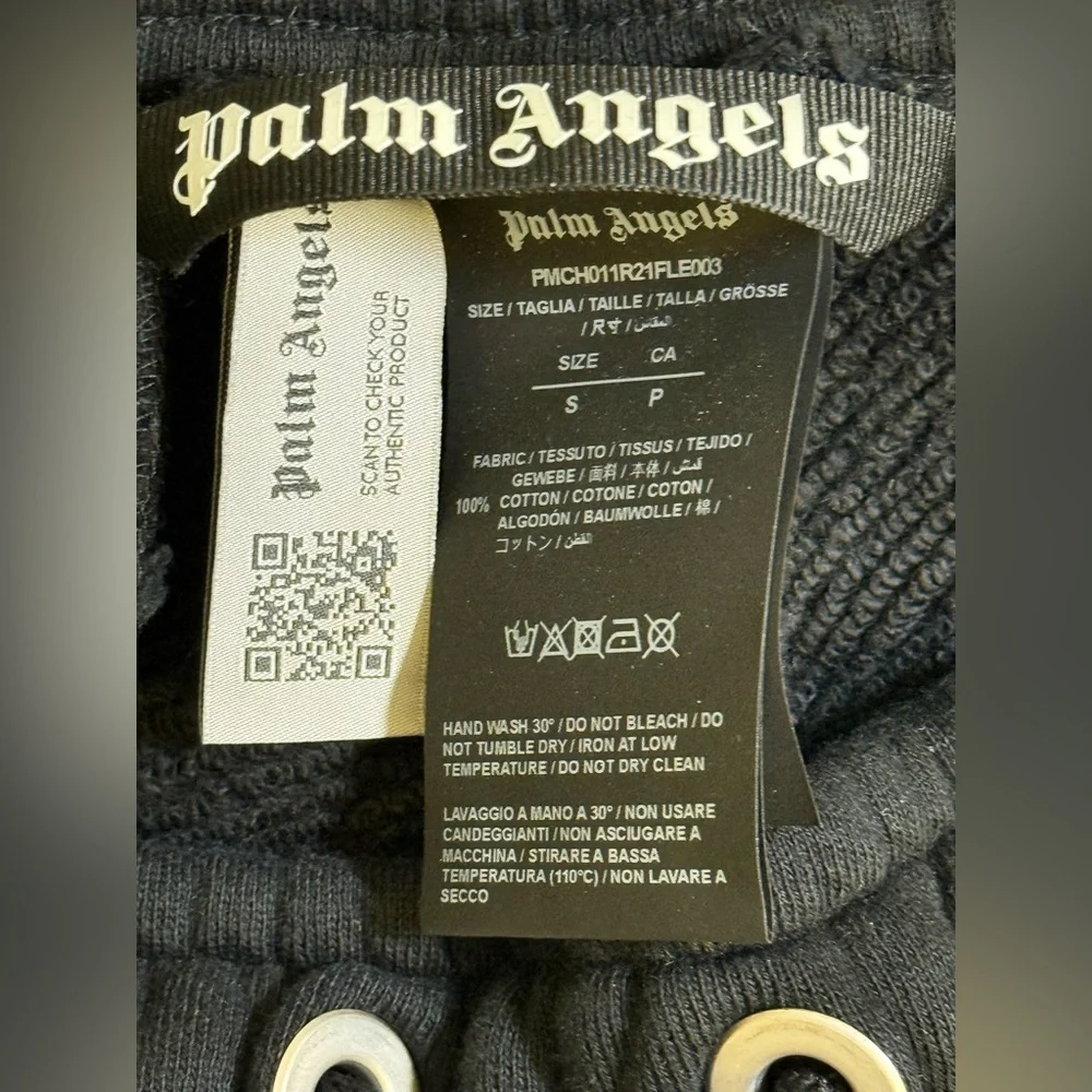 PALM ANGELS GOTHIC LOGO SWEATPANTS IN BLACK WITH BLUE HUE MULTICOLOR PRINT - Picture 6 of 8